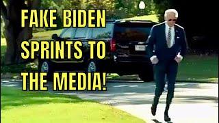 OOPS! They sent the Fake Biden SPRINTING to the Press today! 