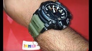 fake Skmei Analogue-Digital Black Dial Military Green  Skm-1283-Green ?? |  Unboxing & Setting