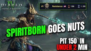 PIT 150 IN UNDER 2 MIN?! SPIRITBORN GOES NUTS Diablo 4 Vessel of Hatred