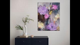 Acrylic Texture Painting for Beginners/Painting Abstract Flowers with Plastic Film /MariArtHome