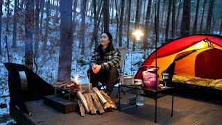 Winter Backpacking: Solo Camping in a Snowy Pine Forest