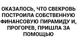 Оказалось, что свекровь построила собственную финансовую пирамиду и, прогорев, пришла за помощью