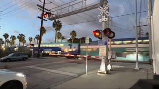 NCTD 5009 Coaster Train 648 North - W. Palm Street Railroad Crossing, San Diego CA - New Gate LEDs