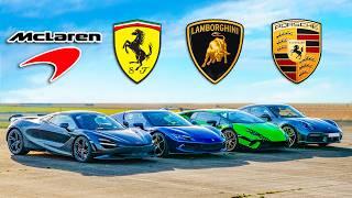 Ferrari 296 v McLaren 750S v Huracan Perf v 911 Turbo: DRAG RACE