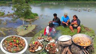 Cooking A Testy Chicken Skin in BASUKI ISLAND Rice and Chicken Skin Grevey Cooking and Eating