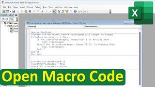 How to Open a Macro Code In Excel