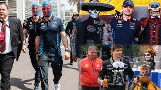 Perez arrives with bodyguards and a mask | Charles Leclerc comes in a Mariachi outfit #MexicoGP BTS