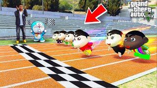 Shin chan & Shin Chan Brothers Did a Bike Racing with Avengers Super Powerful Bikes| GTA 5 in Telugu