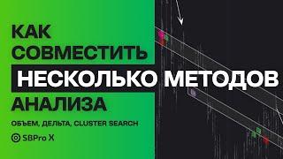 Совмещение методов анализа кластерного графика. Объем, дельта, cluster search.