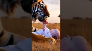 Baby Boy Playing With Tiger  #Baby #Boy #Tiger #BabyBoy #BabyTiger #TigerBaby #TigerBoy