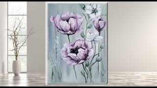 Acrylic painting/ Step by Step /Easy flowers For beginners / MariArtHome