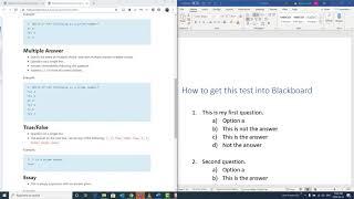 Importing a test into Blackboard from Word