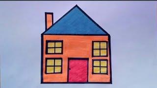 how to draw a house for kids - Easy house drawing