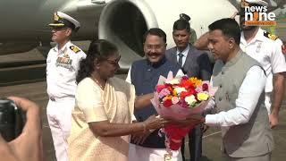 President Droupadi Murmu Arrives at INS Hansa, Goa | Honoring India's Naval Strength | News9