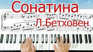 Сонатина Бетховен Sonatina Beethoven Разбор на Пианино для Начинающих  КЛАССИКА+ НОТЫ