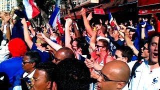 Cheerful fans on the streets before France vs Ecuador