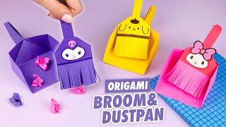 Origami Mini paper broom and dustpan | Kuromi & My Melody Paper crafts