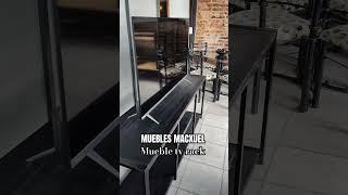 Mueble tv rack industrial metal y madera ébano negro #metalymadera #tv