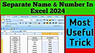 How to separate Name and Number From Data in Excel|Number and Name alag kaise kare 2024|#excel