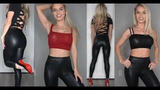 Bri Laurennn promo video shiny leggins , glossy leggins, heels