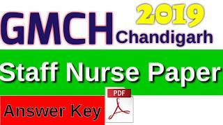 GMCH Chandigarh Staff Nurse Paper January 2019|| Answer Key ||