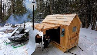 Tiny Cabin on Runners! / Wood Stove Install & Chaga Hunt / Log Cabin Update- Ep 11.5