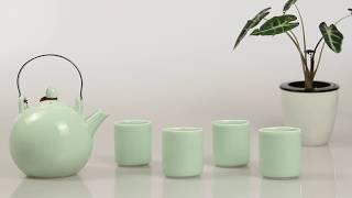 Dehua Kiln Celadon Lift Handle Tea Set Chinese Porcelain Tea Ware