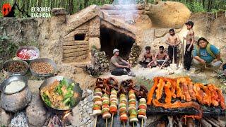 We Build Secret Warm Shelter Survival House in Jungle Pig House Building& Cooking Pork Rice Gundruk