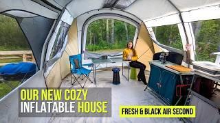 Cozy 2 bedroom inflatable TENT for camping - Quechua AIR second unpacking and review #campground