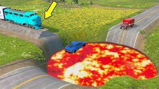 Cars vs Giant Crater  BeamNG.Drive