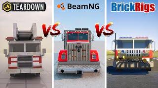 Teardown FIRE TRUCK vs BeamNG FIRE TRUCK vs Brick Rigs FIRE TRUCK