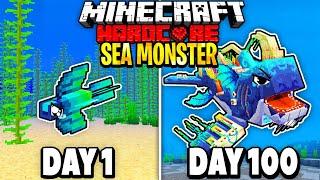 I Survived 100 Days as a SEA MONSTER on Hardcore Minecraft.. Here's What Happened