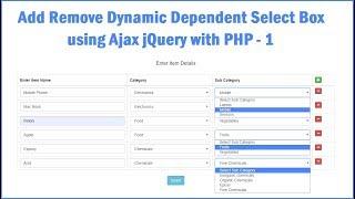 jQuery Add or Remove Dynamic Dependent Select Box using  PHP Ajax - 1