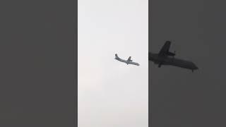 Yeti Airlines ATR-72 turning sharp for landing. Weather is not so good