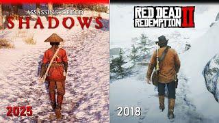 Assassin's Creed Shadows vs Red Dead Redemption 2 - Physics and Details Comparison