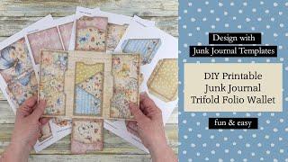 DIY Printable Junk Journal Trifold Folio Wallet