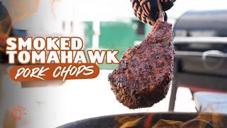 Smoked Tomahawk Pork Chops With Sweet & Heat Raspberry Glaze