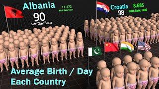 How many Babies are Born per day in Each Country  | Country Birth Rate Comparison in 3D |