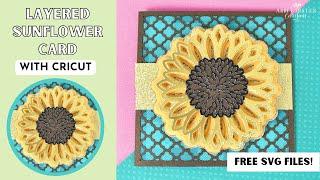 Easy Layered Sunflower Card With Cricut for Fall: Free Card Template!