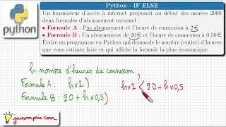 Python  IF ELSE  Si  Exercice  Trouver la formule la moins chère   Condition  SNT seconde