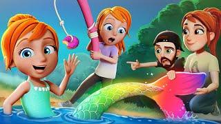 BACKYARD CAMPiNG with a MERMAiD?!  Adley and Family set up camp then catch a Rainbow Dolphin & Snake