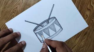 Drum drawing/ How to draw drum step by step so easy