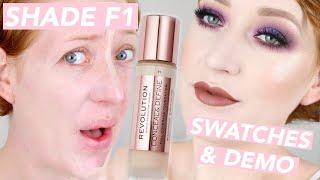 AMAZING COVERAGE! Makeup Revolution Conceal & Define Foundation Review F1 |Swatches & Demo Fair Skin