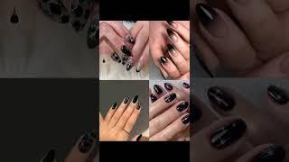 black nails are always be shine any dresses