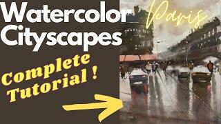 Watercolor Cityscape Tutorial (PARIS EASY!!!)