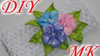 МК Повязка канзаши\DIY Headband hair kanzashi