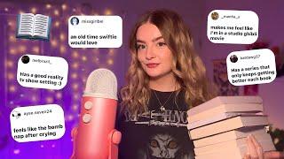 ASMR giving you 15 oddly specific book recommendations 