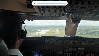 LANDING of a BOEING 747 . Manual flight...No Auto pilot..  video from the cockpit