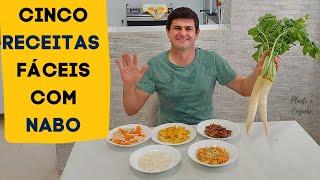 Cinco RECEITAS FÁCEIS com NABO comprido DAIKON para você FAZER na sua CASA! Nabo japonês! (Ep217)