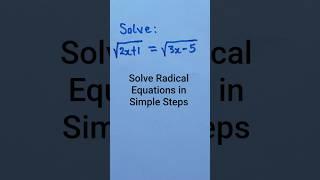 Radical Equation Made Easy in Simplified Steps.